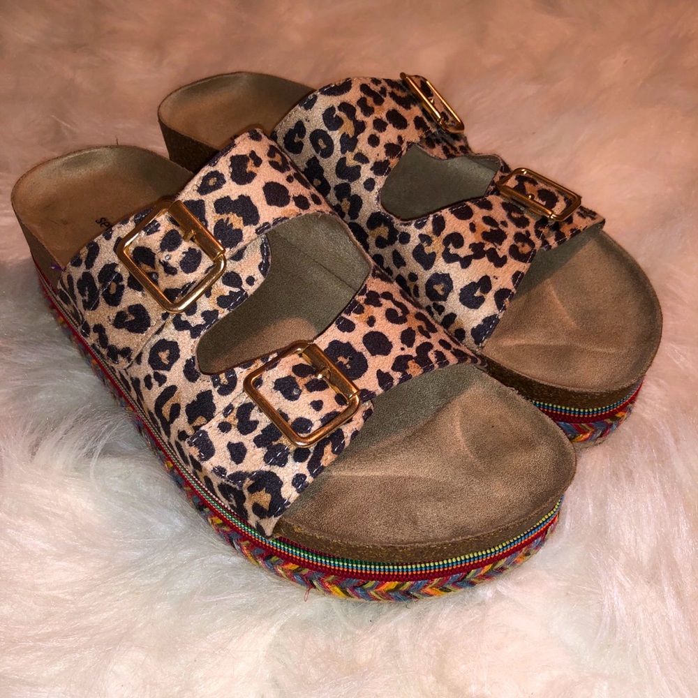 Cheetah Cork Platform Sandals